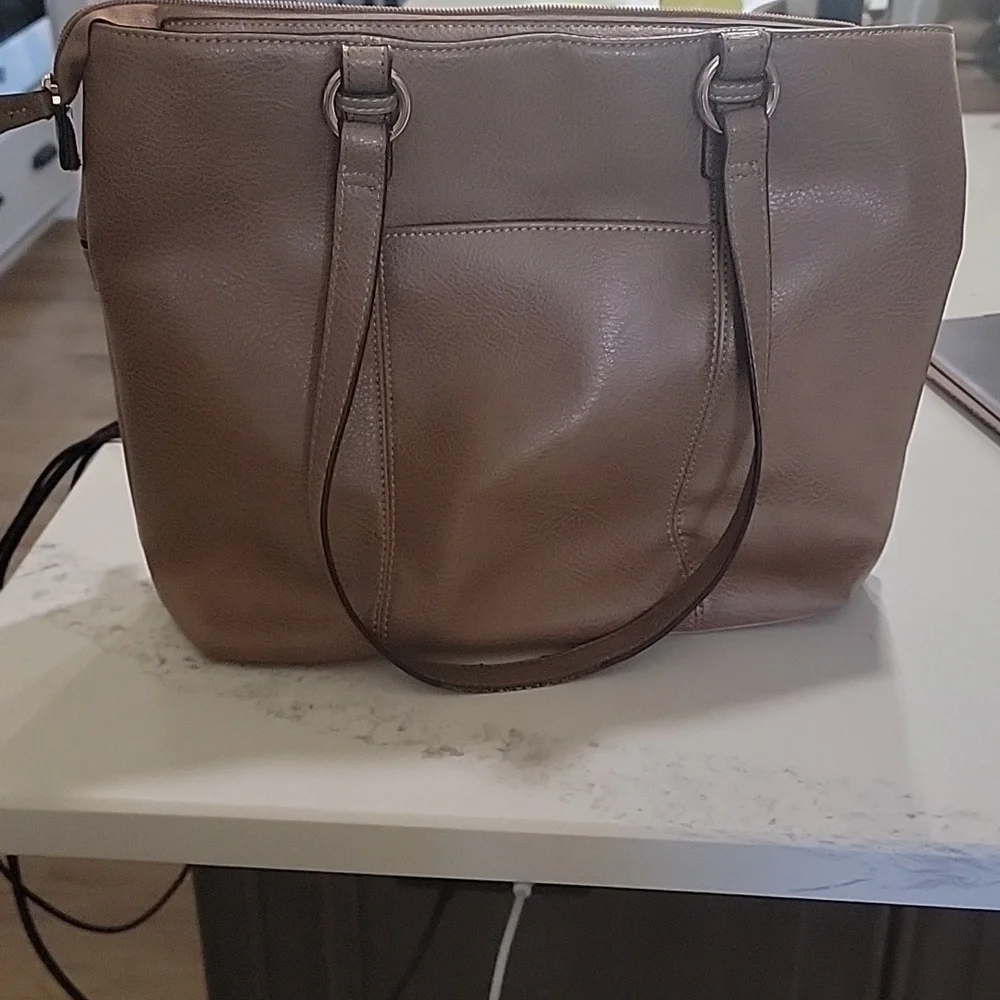 Matthew +Julian Good Old Friends Large Brown Faux Leather Versatile Tote Bag